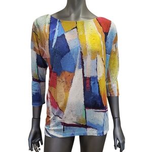 B12. Simply Art By Dolcezza Colorful Abstract Women's Top - Size Large